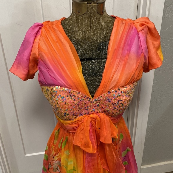 BGHAUTE SILK WATER COLOR  PROM OR PARTY DRESS - Picture 3 of 17